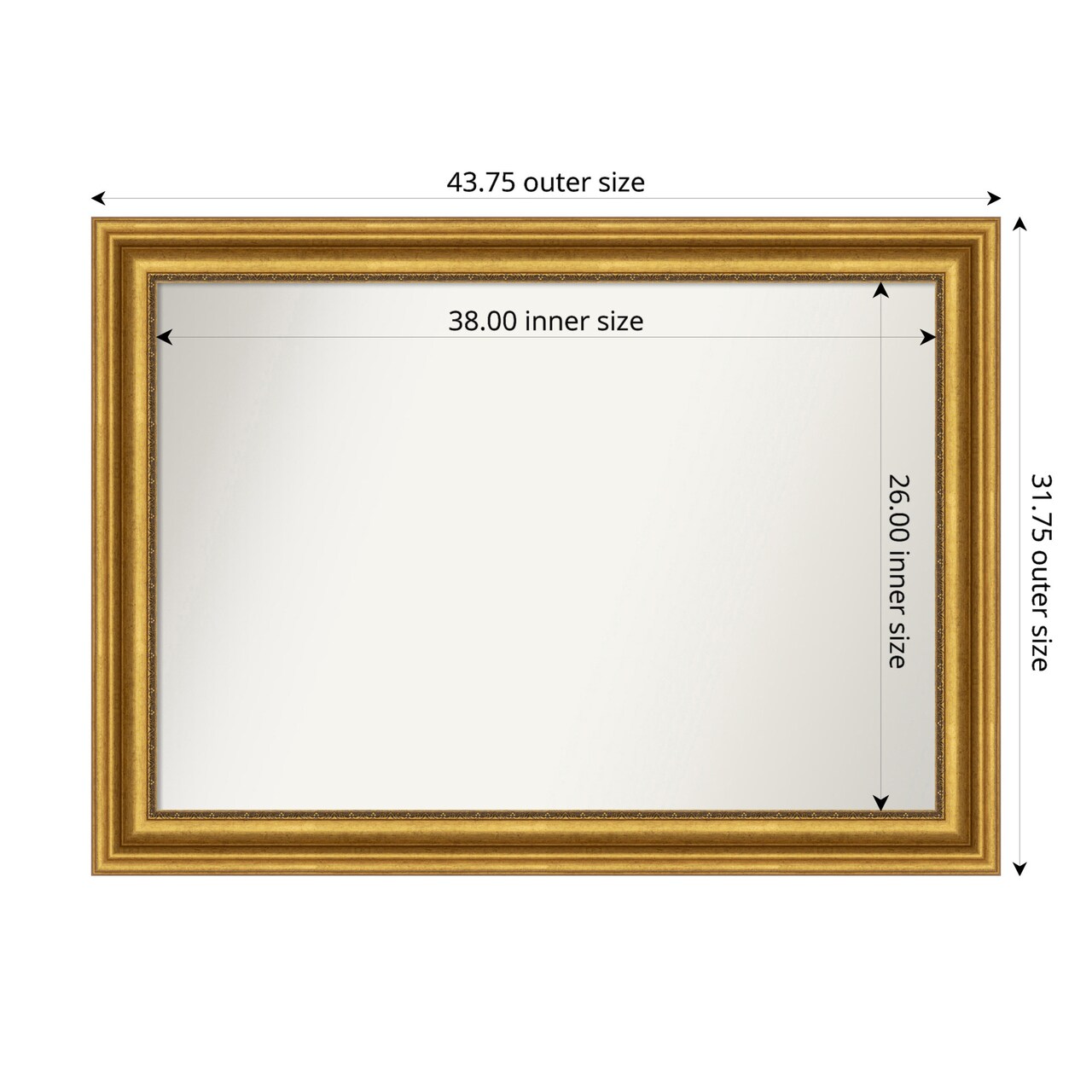 Parlor Gold Non-Beveled Custom Framed Bathroom Vanity Wall Mirror